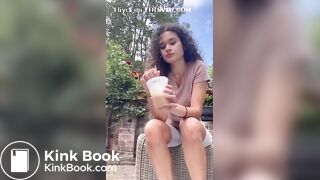 Cute lightskin ebony shits outside