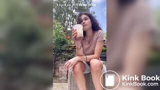 Cute lightskin ebony shits outside
