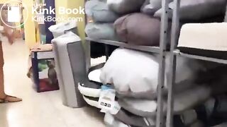Busty milf shit in the store