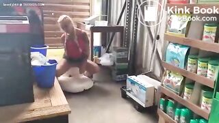 Busty milf shit in the store