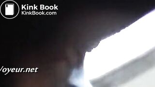 Girl struggles to push one out . Voyeur poop