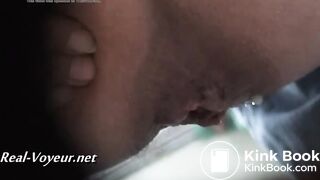 Girl struggles to push one out . Voyeur poop
