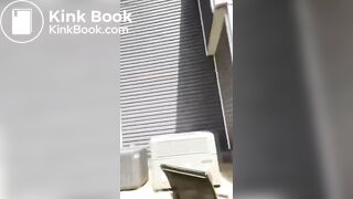 crazy bitch shits in her front yard in public view