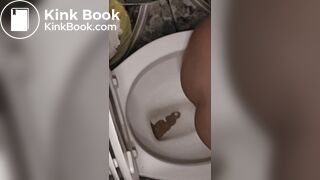Girl pooping on toilet and reuses toilet paper