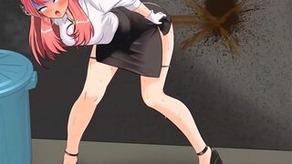 Girl hiding to release diarrhea