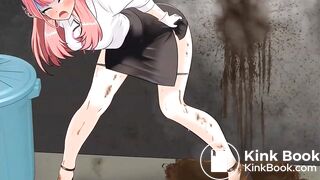 Girl hiding to release diarrhea