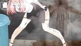 Girl hiding to release diarrhea