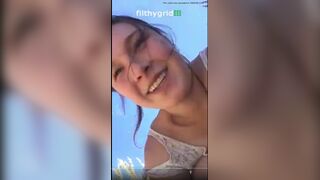 girl poop in camping