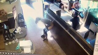 Woman in bar shits and throws it