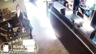 Woman in bar shits and throws it