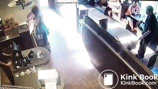 Woman in bar shits and throws it