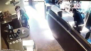 Woman in bar shits and throws it
