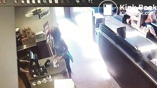 Woman in bar shits and throws it