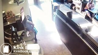 Woman in bar shits and throws it