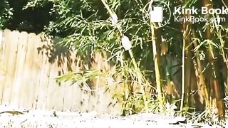 Girl diarrhea burst on grass