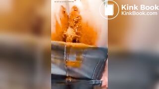 Cute teen does diarrhea in jeans