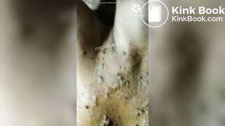 She is cover with her scat