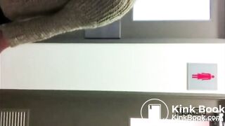 He talks to the girl who was pooping.