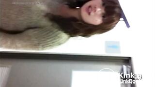 He talks to the girl who was pooping.