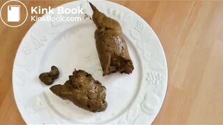 Woman in the nude, extremely thick feces and pee.