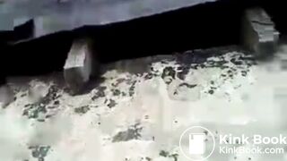 girl busted poop outside