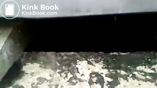 girl busted poop outside