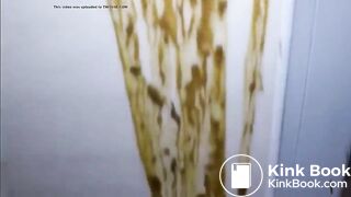 Spraying the wall with diarrhea..