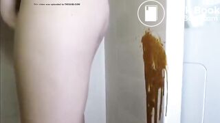 Spraying the wall with diarrhea..