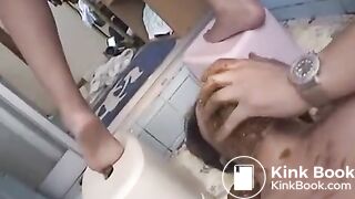 Jap girl drops a monster soft poop in his mouth