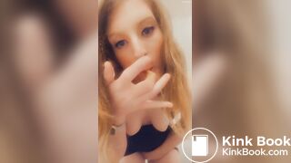 Amateur girl blonde eating the poo in toilet