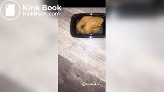 Blonde massive scat pile in tupperware