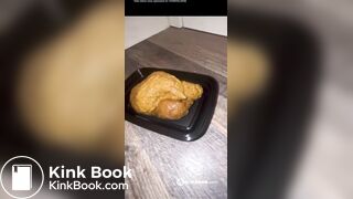 Blonde massive scat pile in tupperware