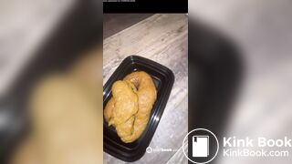 Blonde massive scat pile in tupperware