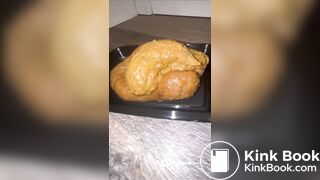 Blonde massive scat pile in tupperware