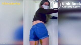 girl poops in shorts