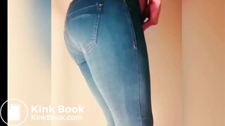 Girl poops jeans and white panties