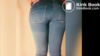 Girl poops jeans and white panties