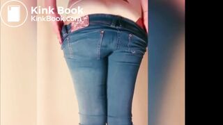Girl poops jeans and white panties