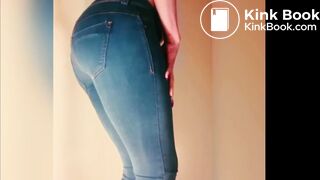 Girl poops jeans and white panties