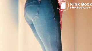 Girl poops jeans and white panties