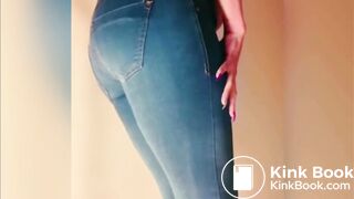Girl poops jeans and white panties