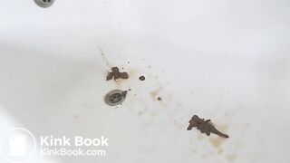 Wild girl puts herself an enema in the bathroom