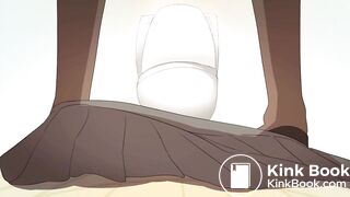 Cat girl soils her panties trying to get to the toilet