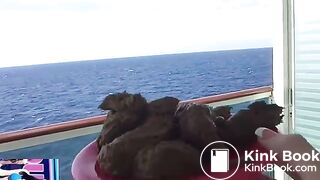 Sexy woman shitting on a cruise ship