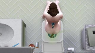 Cute sims 4 Girl takes Big shit after dip in the pool