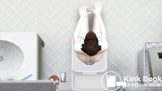 Cute sims 4 Girl takes Big shit after dip in the pool