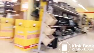 Cheeky milf blonde pooping in a store