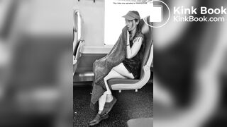 girl messes leggings on bus