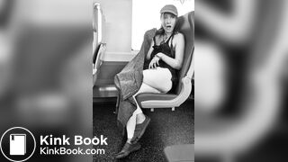 girl messes leggings on bus