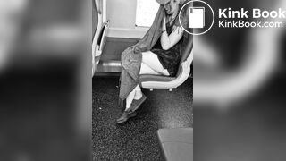 girl messes leggings on bus
